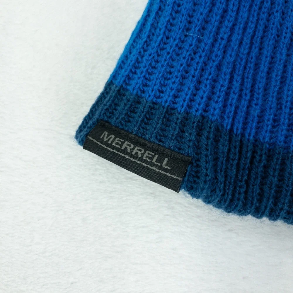 Merrell Campee Beanie Womens OS Nautical Blue Reversible Ribbed Knit Hat‎